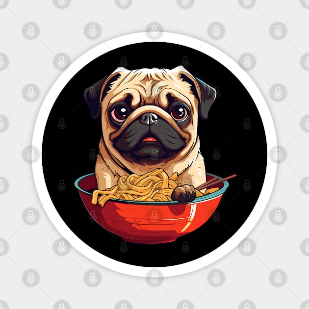 Pug Eating Ramen Magnet by VisionDesigner